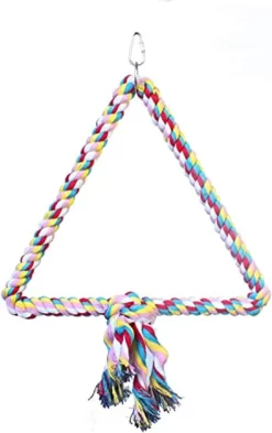 A&E Cage Company Happy Beaks Triangle Cotton Bird Swing - 15.75 X 12.6 X 12.6