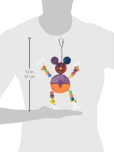 A&E Cage Happy Beaks Crazy Wooden Mouse Wood Bird Toy - 9 X 11.8 In