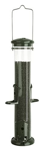 Audubon Metal Thistle Seed Tube Tubed Wild Bird Feeder - Clear And Green - 2 Lbs Cap