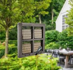 Audubon Modern Farmhouse Barn Window Suet Wild Bird Feeder - Gray - 4 Cake Cap