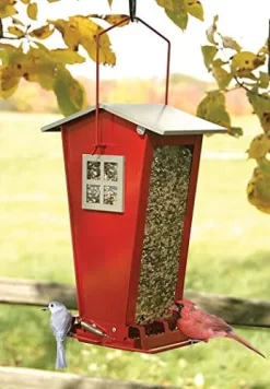 Audubon Snack Shack Squirrel-Resistant Metal And Squirrel-proof Wild Bird Feeder - Red - 7 Lbs Cap