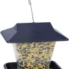 More Birds Ranch Sunflower Plastic Hopper Wild Bird Feeder - Navy - 1.7 Lbs Cap