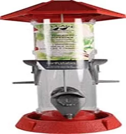 North States 2-In-1 Hinged Port Plastic Hopper Wild Bird Feeder - Red - 1.5 Lbs Cap