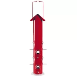 Perky-Pet Metal Tube Wild Bird Tubed Wild Bird Feeder - Red - 1.5 Lbs Cap