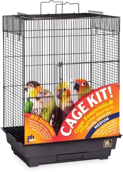 Prevue Hendryx Square Roof Bird Cage Kit - Black - 18" X 14" X 23"