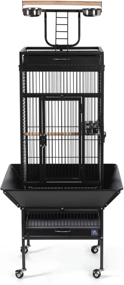 Prevue Hendryx Wrought Iron Select Bird Cage With Playtop - Black - 18" X 18" X 57"