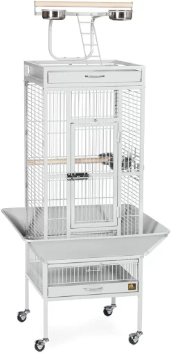 Prevue Hendryx Wrought Iron Select Bird Cage With Playtop - Pewter White - 18" X 18" X 57"