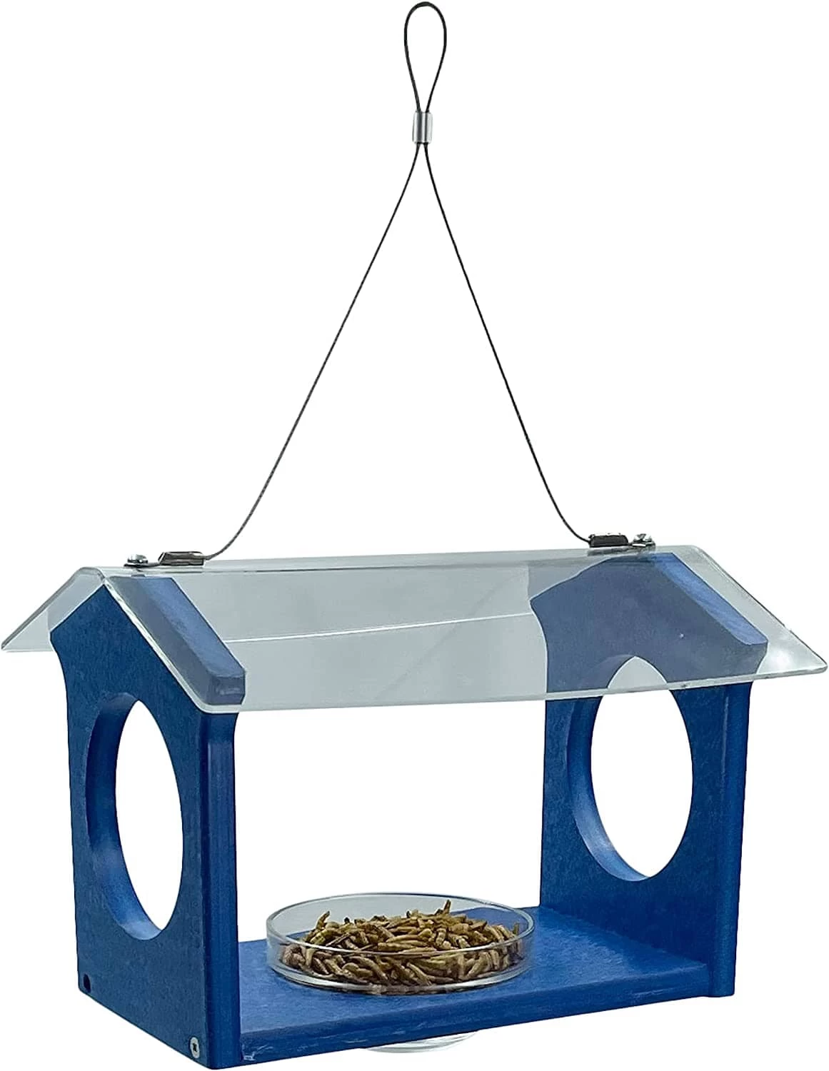 Songbird Essentials Bluebird Canteen Plastic Hopper Wild Bird Feeder - Blue - 7.5 X 10 X 17 In - Image 5