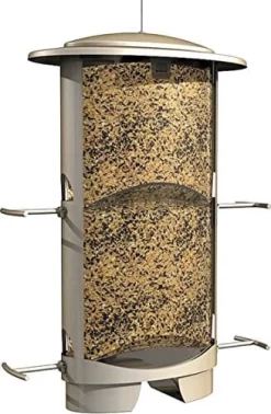 Squirrel-X X1 Squirrel Resistant Tubed Wild Bird Feeder - Satin Nickel - 4.2 Lbs Cap